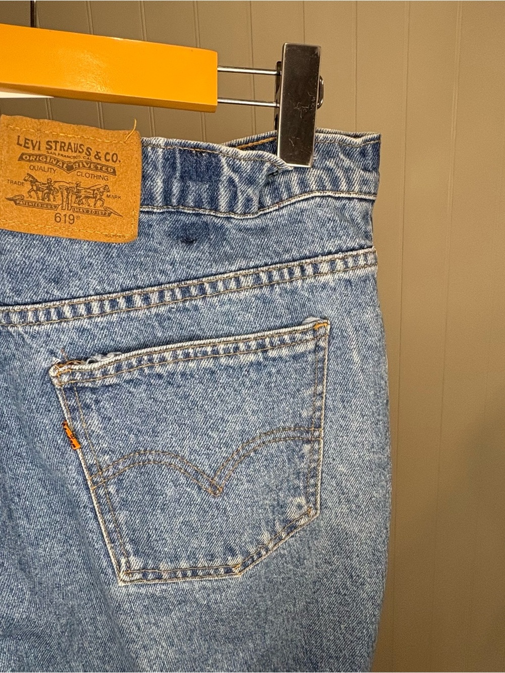 Levi's 619 Vintage Orange Tab High Waisted Straight Leg Medium Wash Jeans
